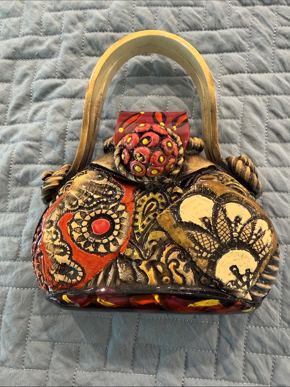 Gail Markiewicz Handcrafted Multicolor Artistic Ceramic Handbag